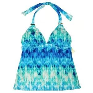 2 BAMBOO Size 32 B/C Small Multi-Color Watercolor Tie-Dye Tankini Set Padded NWT